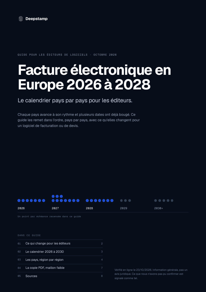 Couverture du guide Facture électronique en Europe 2026 à 2028